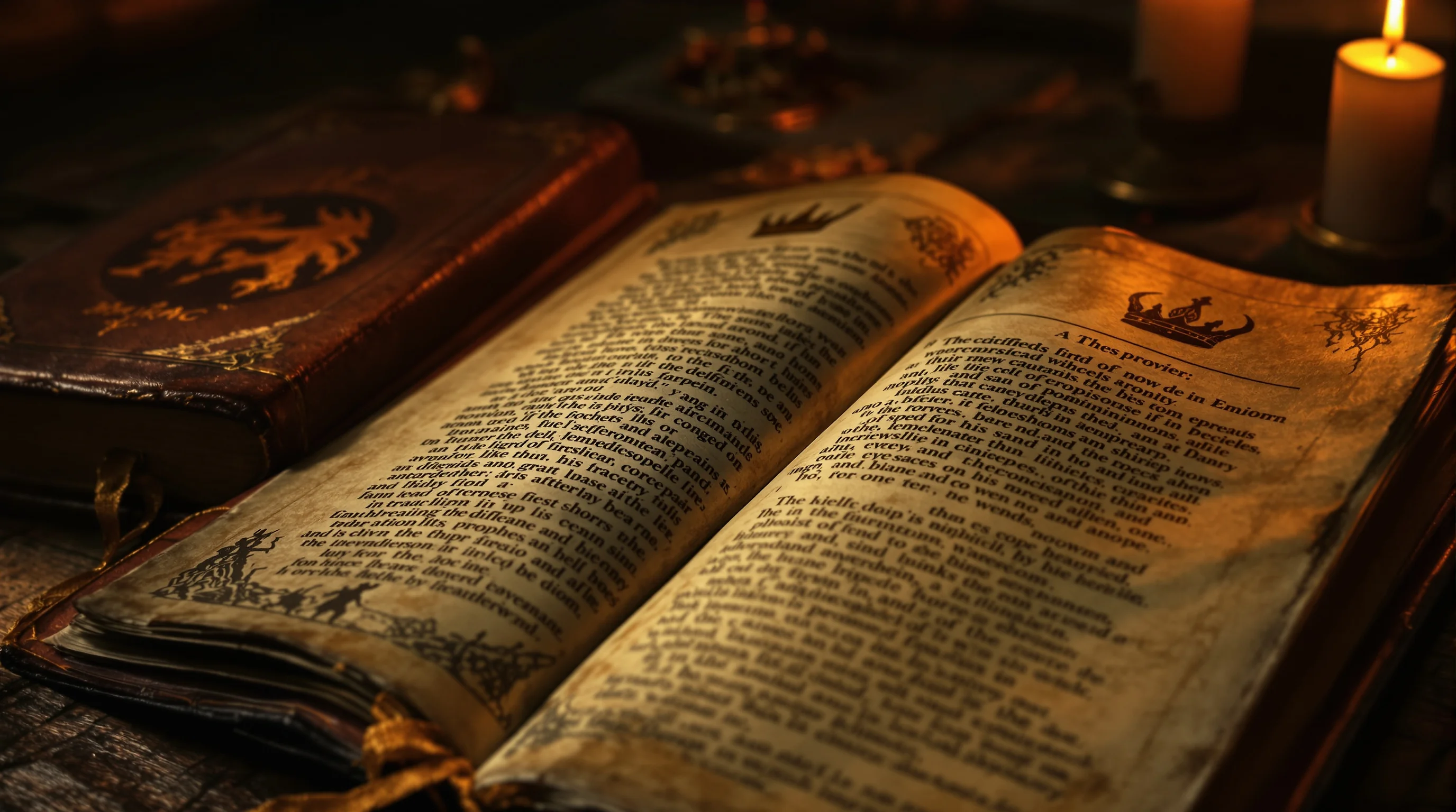 Ancient manuscript by candlelight symbolizing Daniel 7 beasts and Revelation 13 prophecy