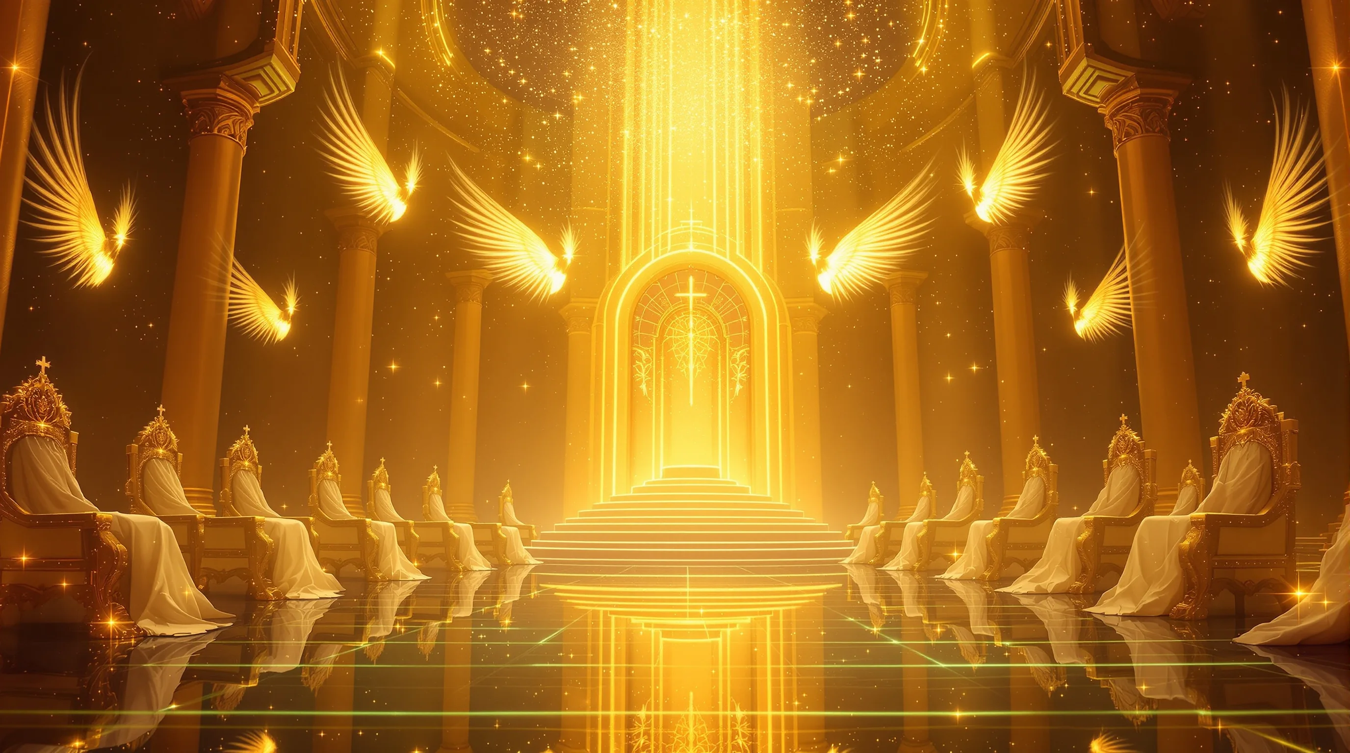 Twenty-four elders' thrones encircling God's throne in Revelation 4 heavenly vision